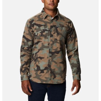 Columbia Muške Košulje - Outdoor Elements Printed Flannel Sive Zelene Maskirne | ALPE-58147
